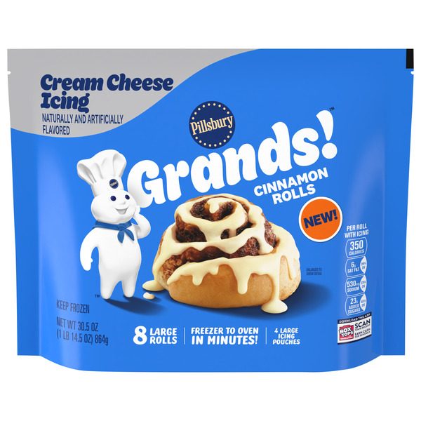Pillsbury Grands! Cinnamon Rolls with Cream Cheese Icing - 8 ct Frozen