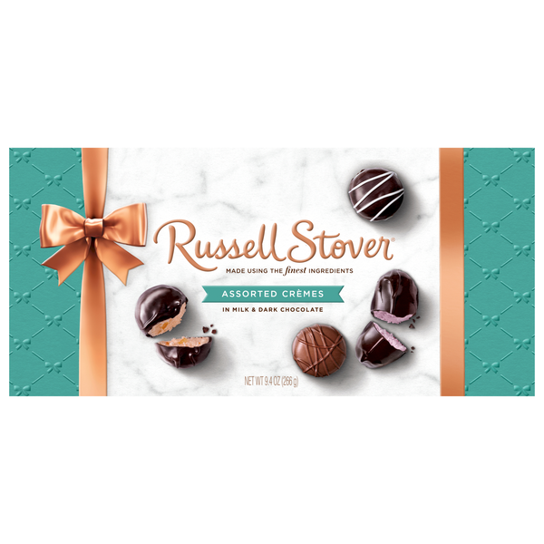 Russell Stover Assorted Creams in Milk & Dark Chocolates Candy Gift Box