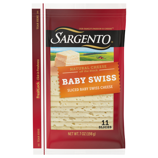 Sargento Natural Baby Swiss Cheese Slices - 11 ct