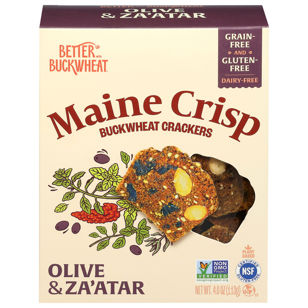 Maine Crisp Gluten Free Olive & Za'atar Buckwheat Crackers