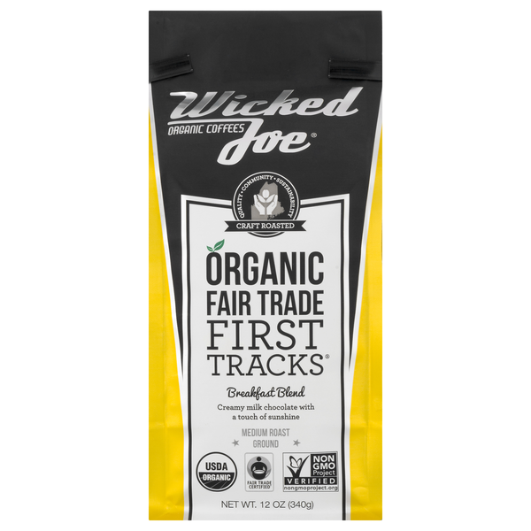 Wicked Joe Organic Fair Trade First Tracks Medium Roast Ground Coffee