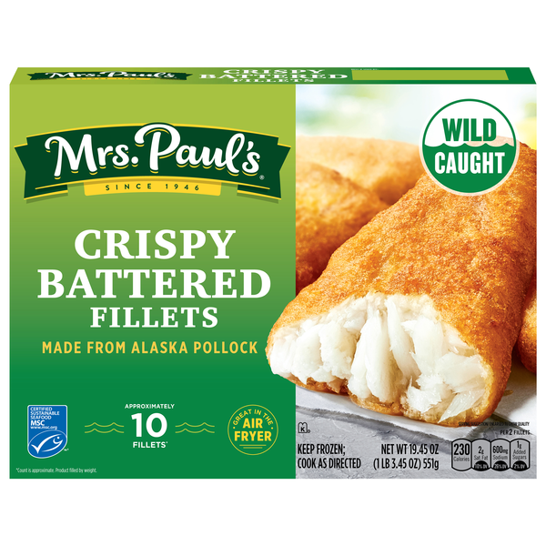 Mrs. Paul's Wild Caught Crispy Battered Fish Fillets - 10 ct Frozen