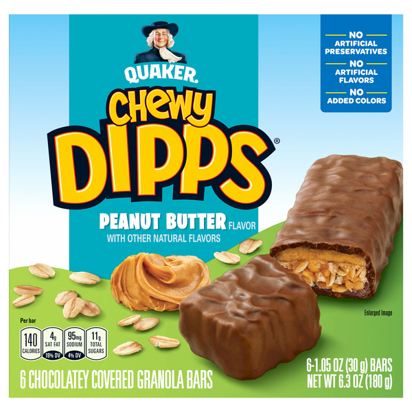 Save on Quaker Chewy Dipps Granola Bars Peanut Butter 6 ct Order