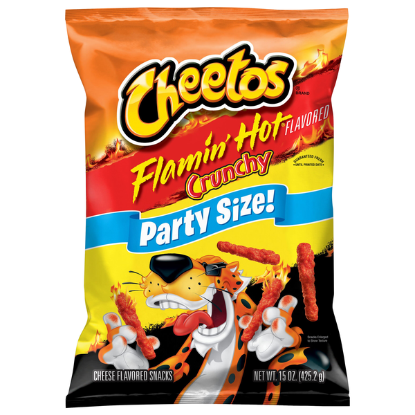 Cheetos Cheese Flavored Snacks Flamin' Hot Crunchy Party Size