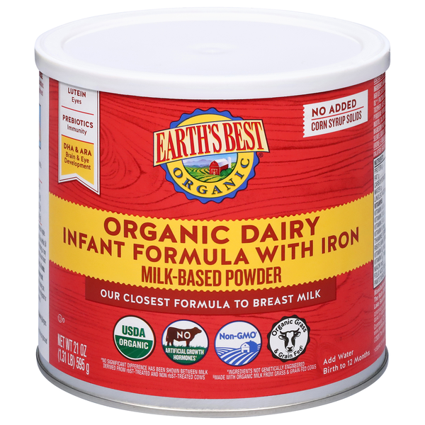 Earth's Best Organic Dairy Powder Infant Formula with Iron