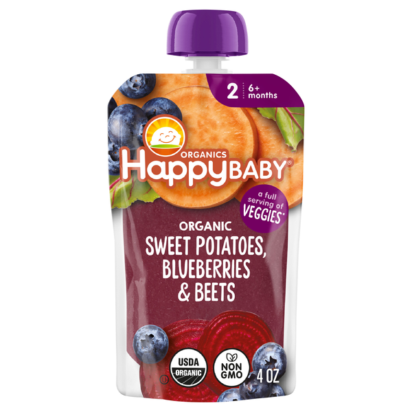 Happy Baby Organics Stage 2 Baby Food Sweet Potato Blueberry & Beets