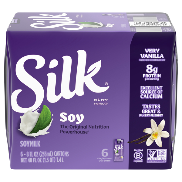 Silk Very Vanilla Flavor Soymilk Shelf Stable- 6 pk