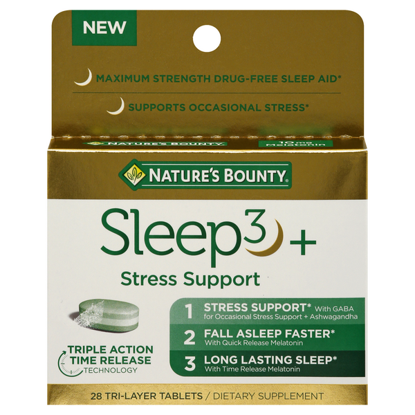Nature's Bounty Sleep3 + Stress Support Supplement Tablets
