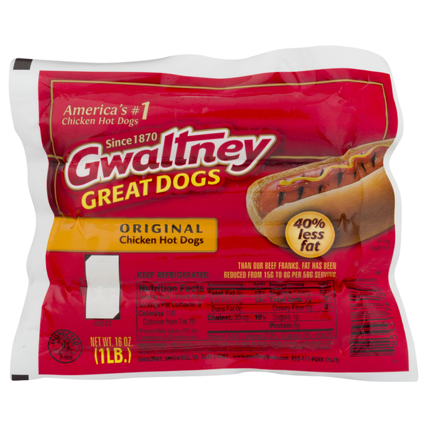 Gwaltney Great Dogs Original Chicken Hot Dogs - 8 ct