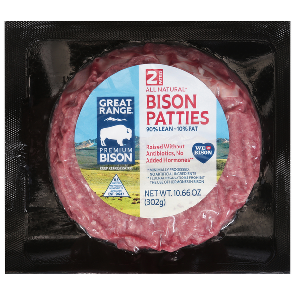 Great Range Bison Patties All Natural - 2 ct