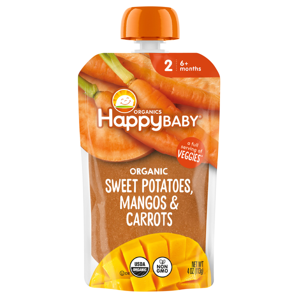 Happy Baby Organics 2 Baby Food Sweet Potatoes Mangos & Carrots