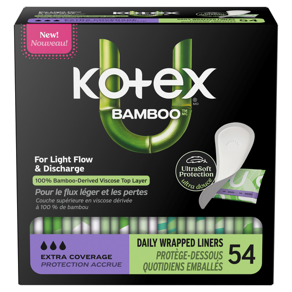 Kotex Bamboo Extra Coverage Daily Liners