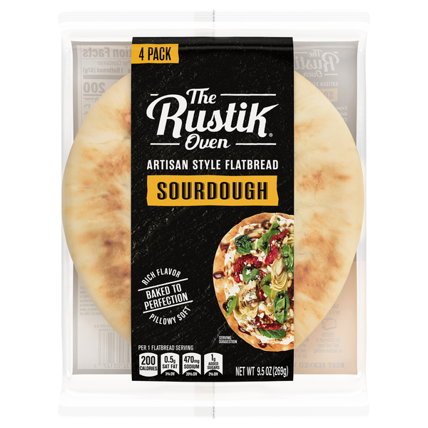 The Rustik Oven Original Artisan Style Flat Bread Unsliced - 4 ct