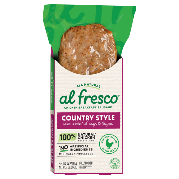 Al Fresco Natural Country Chicken Breakfast Sausage Patties - 4 ct