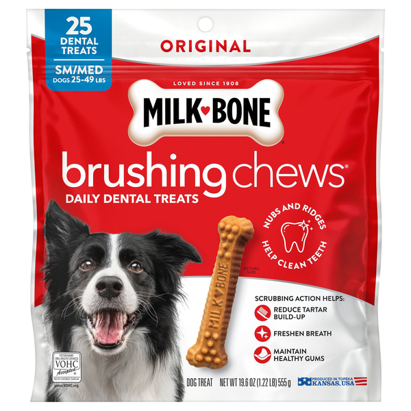 Milk-Bone Brushing Chews Chicken Flavor Small-Med Dental Dog Treats 25 ct