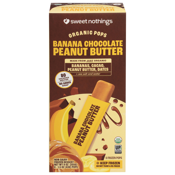 Sweet Nothings Organic Banana Chocolate Peanut Butter Pops - 6 ct Frozen