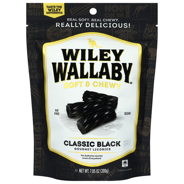 Wiley Wallaby Classic Black Soft & Chewy Gourmet Licorice Candy