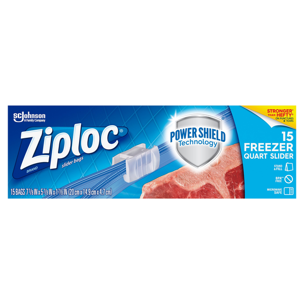 Ziploc Freezer Bags Stand & Fill Slider Quart