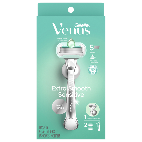 Gillette Venus Sensitive Metal Handle Deluxe Smooth Razor 5 Blade