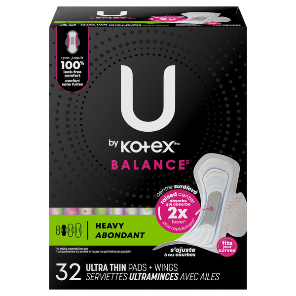 U by Kotex Balance Heavy Ultra Thin Pads with Wings