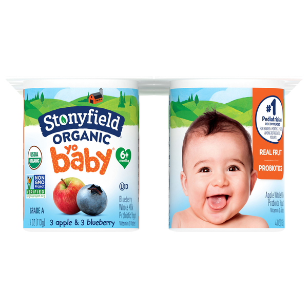 Stonyfield Organic YoBaby Whole Milk Apple & Blueberry Yogurt Cup - 6 ct