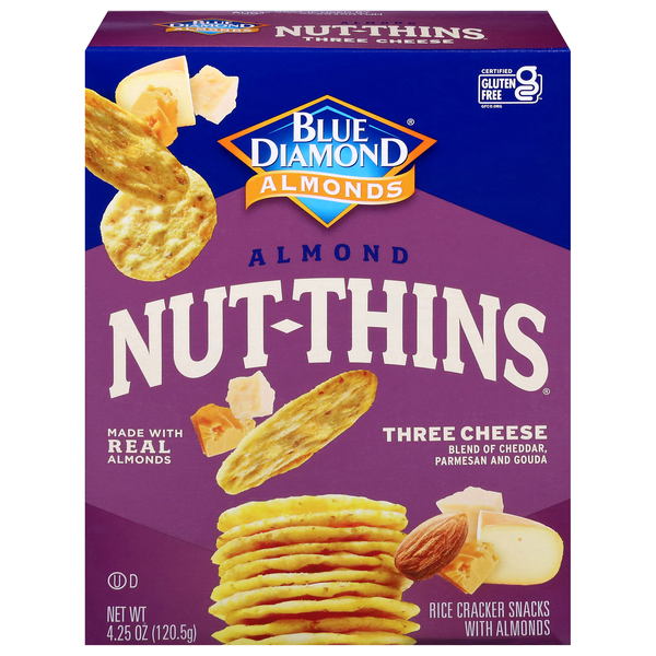 Blue Diamond Almond Nut-Thins Gluten Free Three Cheese Rice Crackers