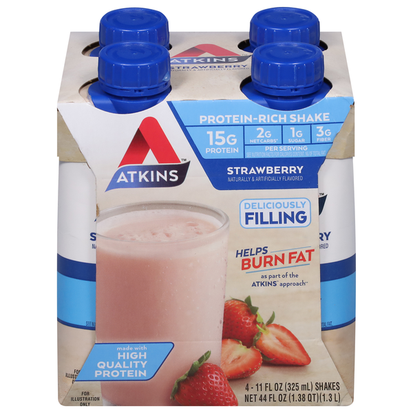 Atkins Strawberry 15g Protein Shake - 4 pk