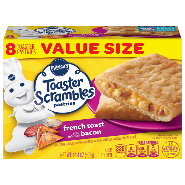 Pillsbury French Toast Bacon Toaster Scrambles Pastries Value Size - 8 ct