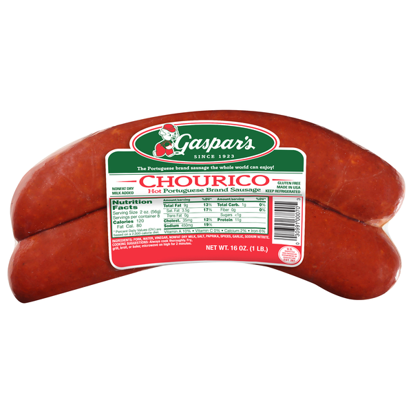 Gaspar's Chourico Hot Portuguese Brand Sausage
