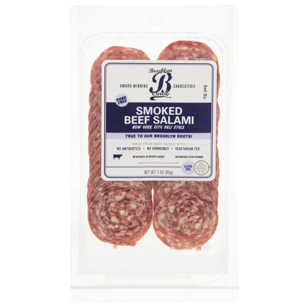 Brooklyn Cured Uncured Smoked Beef Salami Sliced