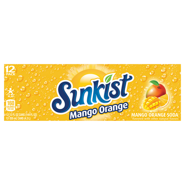 Sunkist Mango Orange Soda - 12 pk