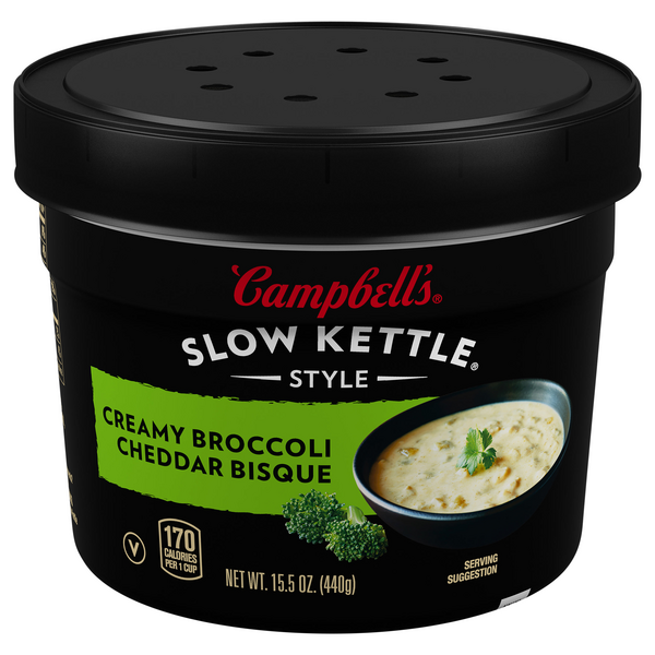 Campbell's Slow Kettle Broccoli Cheddar Bisque Soup Microwavable Bowl