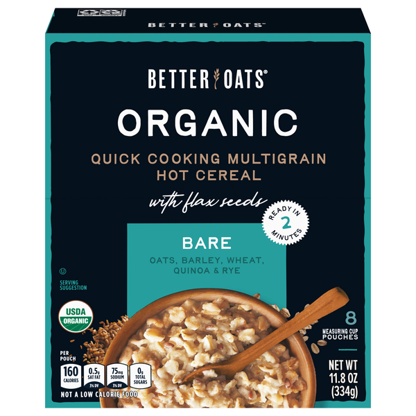 Better Oats Organic Bare Quick Cooking Multigrain Hot Cereal - 8 ct