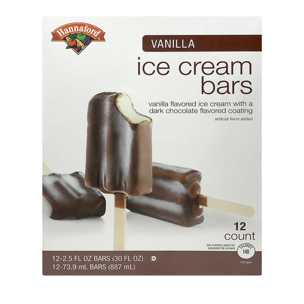 Hannaford Vanilla Ice Cream Bars - 12 ct