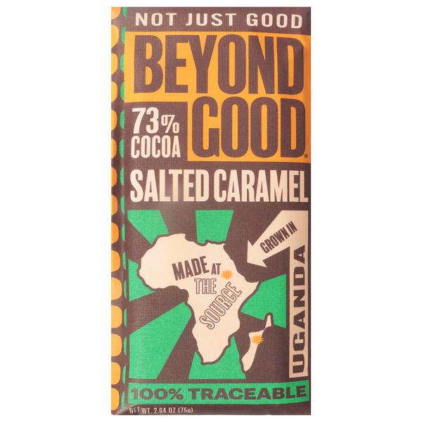 Beyond Good Organic Uganda Salted Caramel Chocolate Candy Bar 73% Cocoa