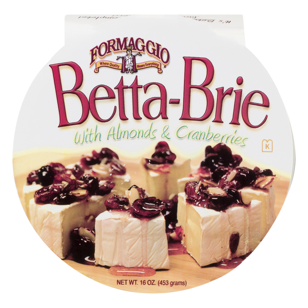 Save on Formaggio Cheese BettaBrie with Almonds & Cranberries Wheel