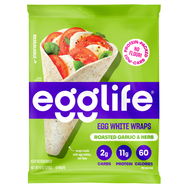 Egglife Gluten Free Roasted Garlic & Herb Egg White Wraps - 6 ct