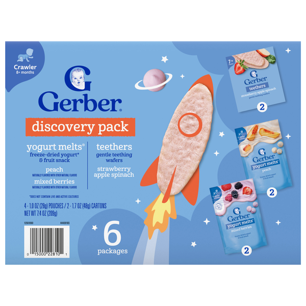 Gerber Snacks Baby Discovery Pack Yogurt Melts & Teethers 8+ Months - 6 ct