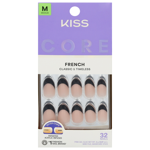 Kiss Core Magnetic French Nails Medium Length Full Of Fun