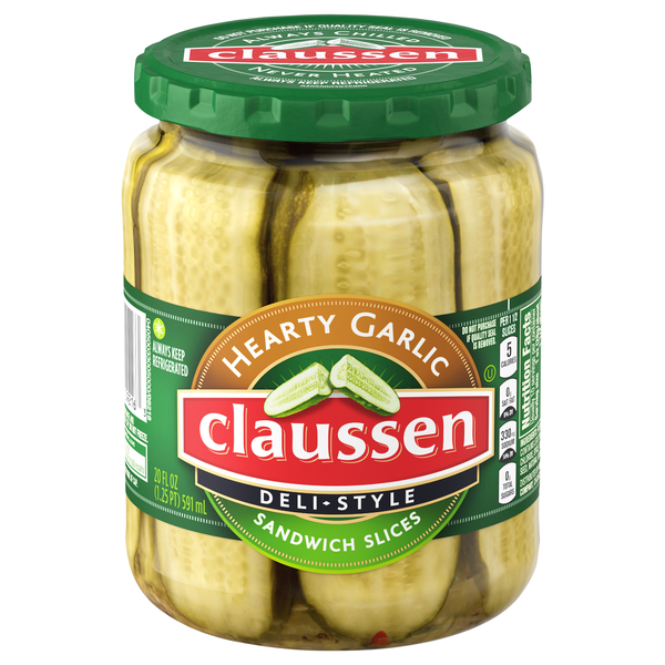 Claussen Deli-Style Hearty Garlic Pickles Sandwich Slices Refrigerated