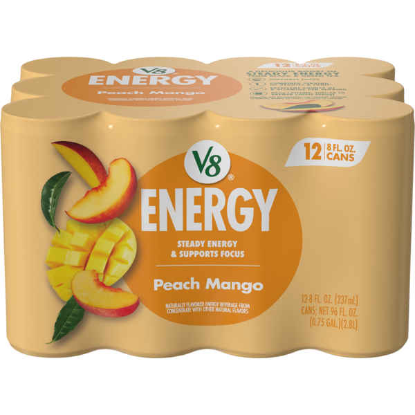 V8 +Energy Peach Mango Flavored Beverage - 12 pk