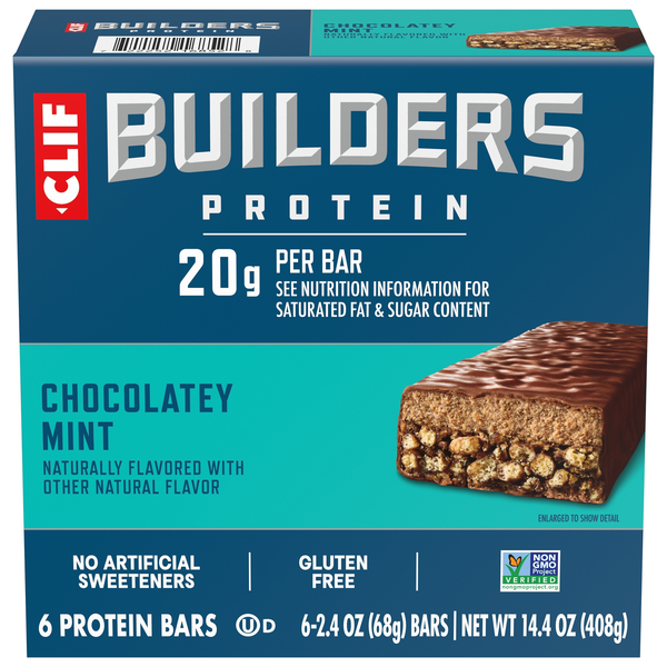 CLIF Builders Gluten Free Chocolate Mint 20g Protein Bars - 6 ct