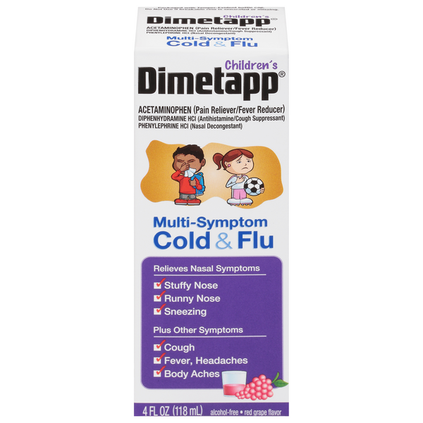 Save on Dimetapp Children's MultiSymptom Cold & Flu Red Grape Flavor