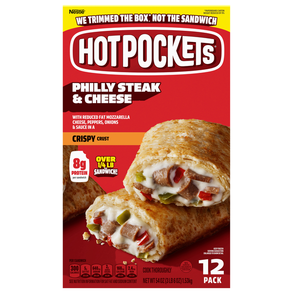 HOT POCKETS Philly Steak & Cheese Seasoned Crust Sandwiches - 12 ct Frozen