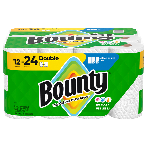 Bounty Select-A-Size White 2-Ply Double Rolls Paper Towels - 12 ct