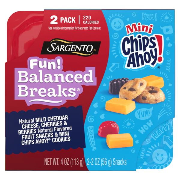 Sargento Fun! Balanced Breaks Mild Cheddar Raisins Chips Ahoy! - 2 ct