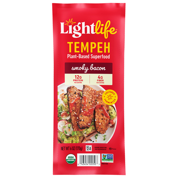 Lightlife Organic Plant-Based Vegan Superfood Smoky Bacon Tempeh