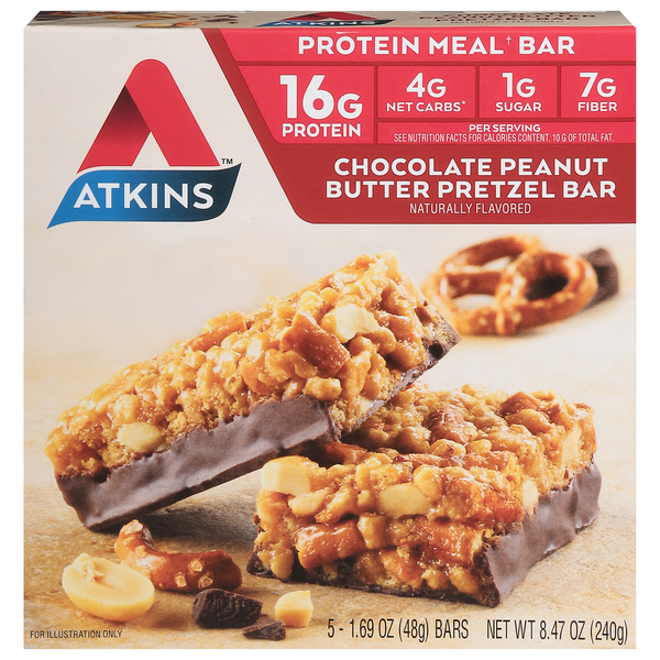 Atkins Protein Meal Bar Chocolate Peanut Butter Pretzel Low Carb - 5 ct