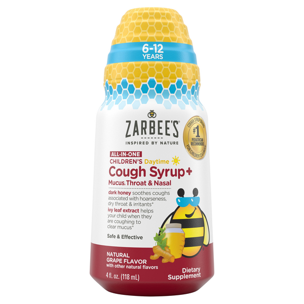 Zarbee's Kids All-in-One Daytime Cough Syrup Grape Flavor Ages 6-12 Years