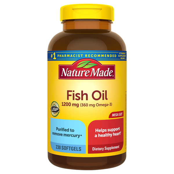 Nature Made Fish Oil 1200 mg (Omega-3 360 mg) Supplement Softgels
